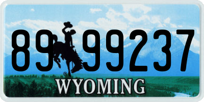 WY license plate 8999237