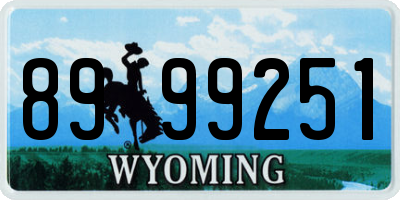 WY license plate 8999251