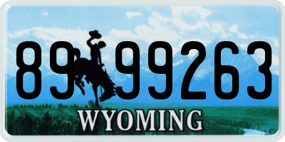 WY license plate 8999263
