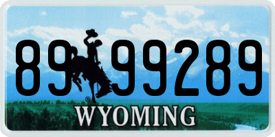 WY license plate 8999289