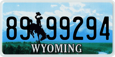 WY license plate 8999294