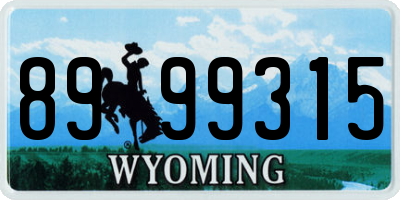 WY license plate 8999315