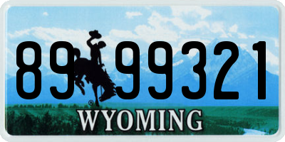 WY license plate 8999321