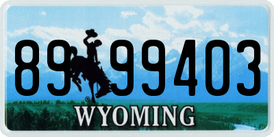 WY license plate 8999403