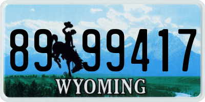WY license plate 8999417
