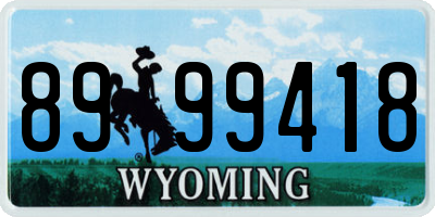 WY license plate 8999418