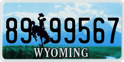 WY license plate 8999567