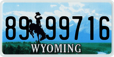 WY license plate 8999716