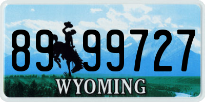 WY license plate 8999727