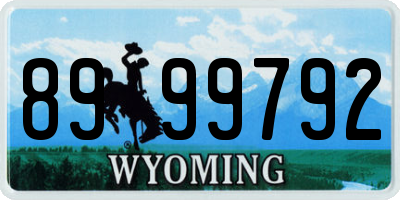WY license plate 8999792