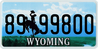 WY license plate 8999800