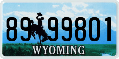 WY license plate 8999801