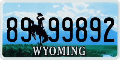 WY license plate 8999892