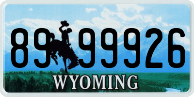 WY license plate 8999926