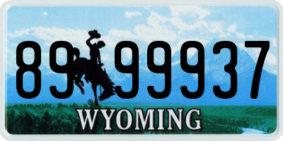 WY license plate 8999937