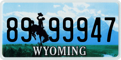 WY license plate 8999947