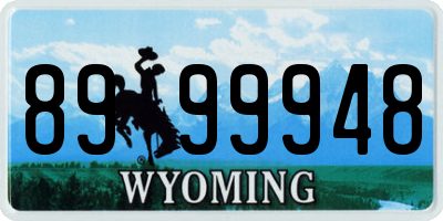WY license plate 8999948