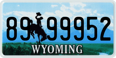 WY license plate 8999952