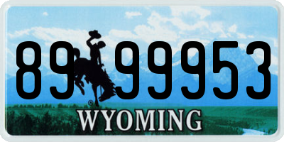 WY license plate 8999953