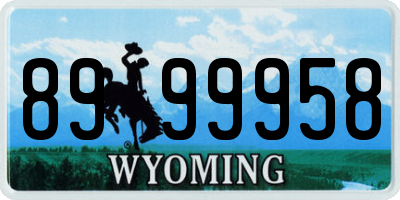 WY license plate 8999958