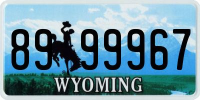 WY license plate 8999967