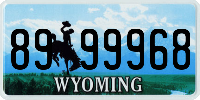WY license plate 8999968