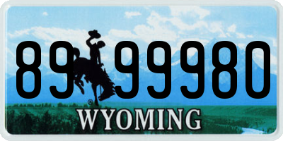 WY license plate 8999980