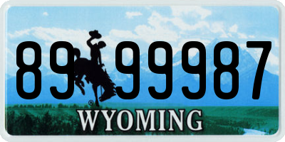 WY license plate 8999987