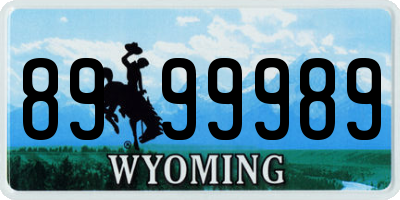 WY license plate 8999989