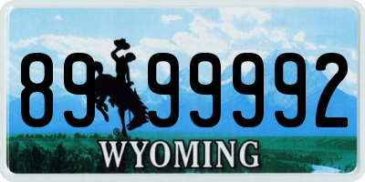 WY license plate 8999992