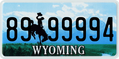 WY license plate 8999994
