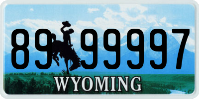 WY license plate 8999997