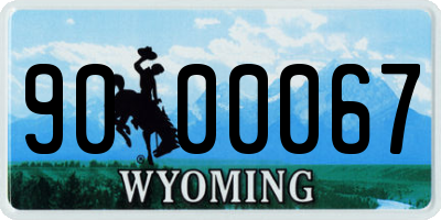 WY license plate 9000067