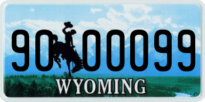 WY license plate 9000099