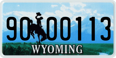 WY license plate 9000113