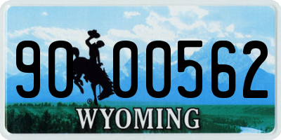 WY license plate 9000562