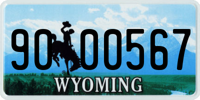 WY license plate 9000567
