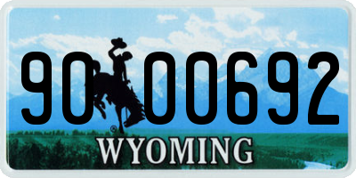WY license plate 9000692