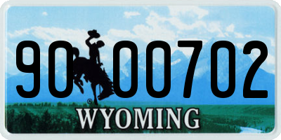 WY license plate 9000702