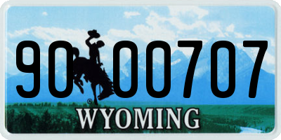 WY license plate 9000707