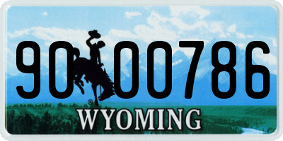 WY license plate 9000786