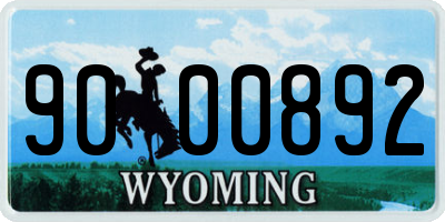 WY license plate 9000892