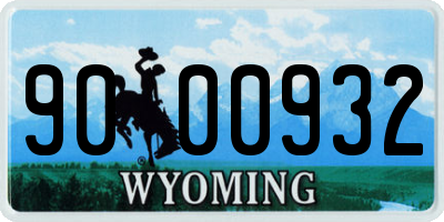 WY license plate 9000932