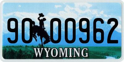 WY license plate 9000962