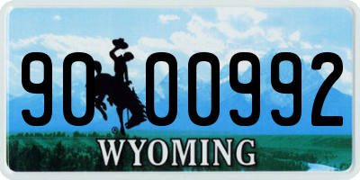 WY license plate 9000992