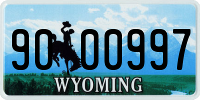 WY license plate 9000997
