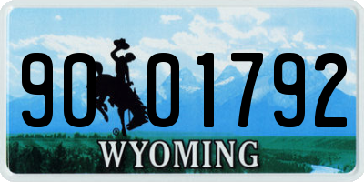 WY license plate 9001792