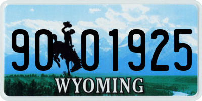 WY license plate 9001925