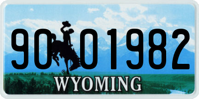WY license plate 9001982