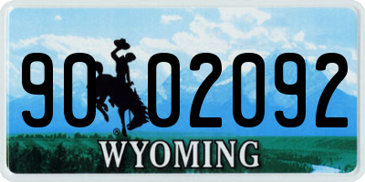 WY license plate 9002092